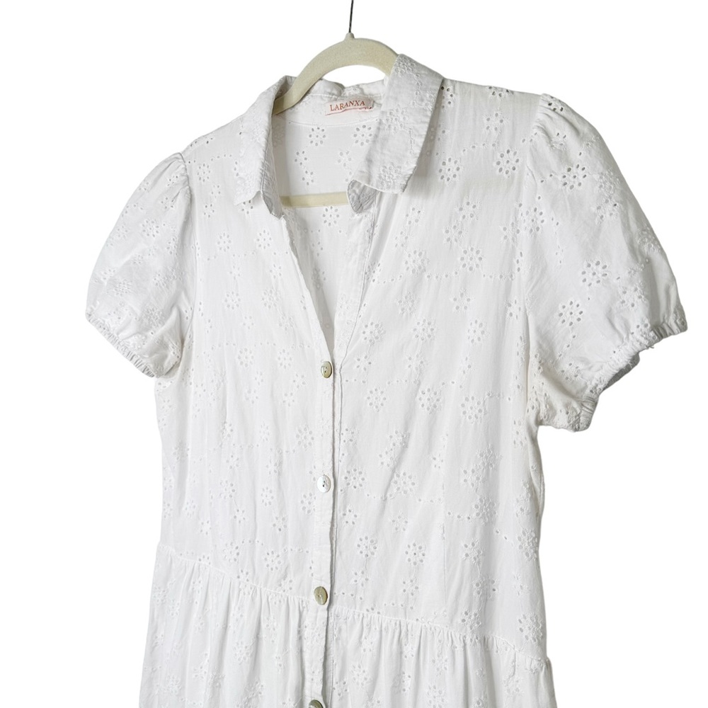La Ranxa White Eyelet Button Down Summer Sundress M/L - Picture 4 of 7